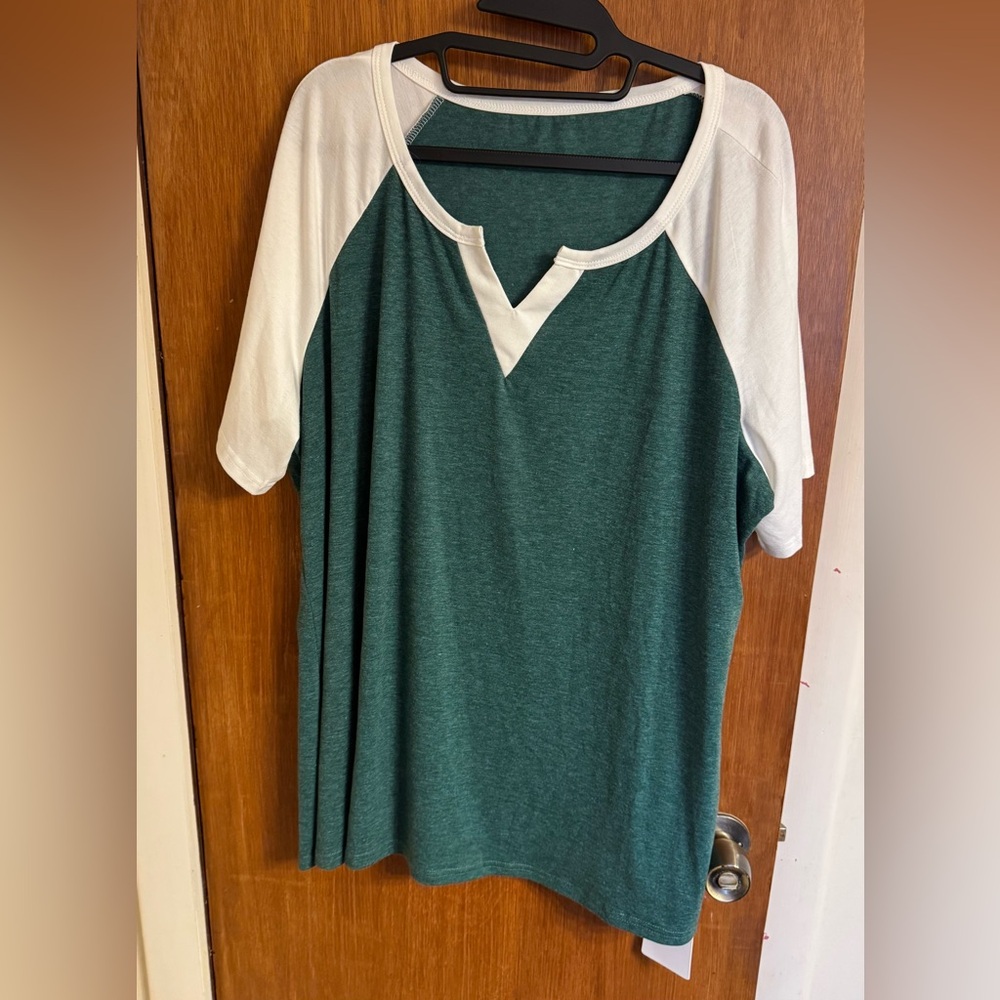 NWT BloomChic size 18-20 ladies short sleeve green & white short sleeved tee